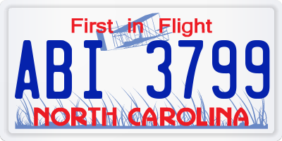 NC license plate ABI3799
