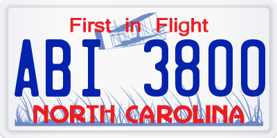 NC license plate ABI3800