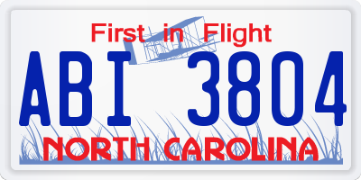 NC license plate ABI3804