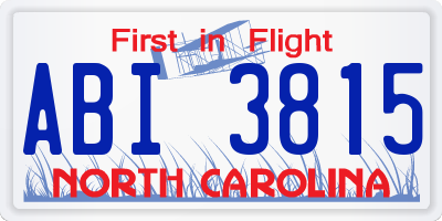 NC license plate ABI3815