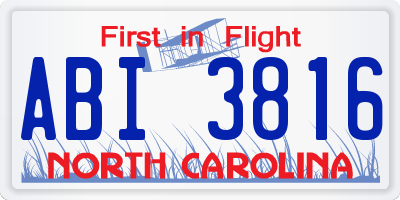 NC license plate ABI3816