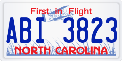 NC license plate ABI3823