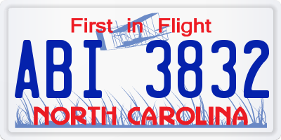 NC license plate ABI3832