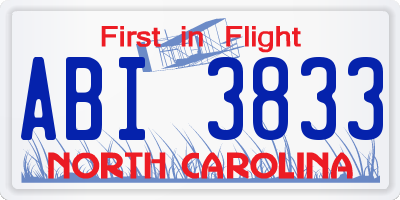 NC license plate ABI3833