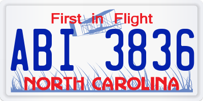 NC license plate ABI3836