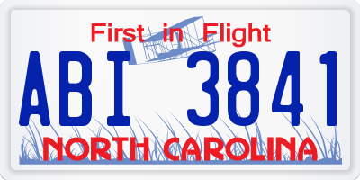 NC license plate ABI3841