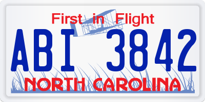 NC license plate ABI3842