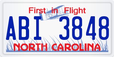NC license plate ABI3848