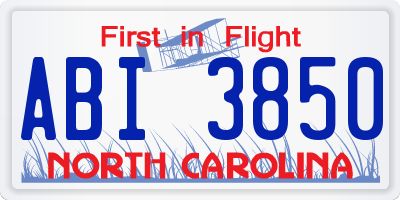 NC license plate ABI3850