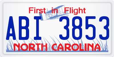 NC license plate ABI3853