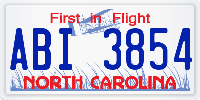 NC license plate ABI3854