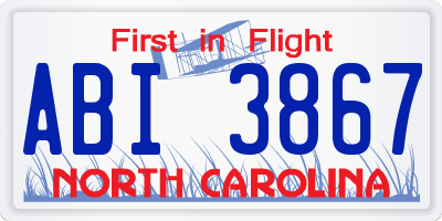 NC license plate ABI3867