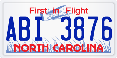 NC license plate ABI3876