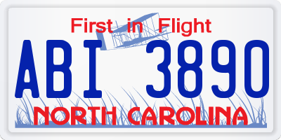 NC license plate ABI3890