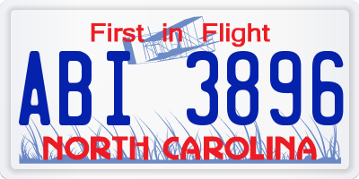 NC license plate ABI3896