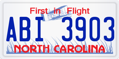 NC license plate ABI3903