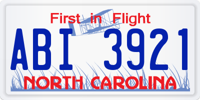 NC license plate ABI3921