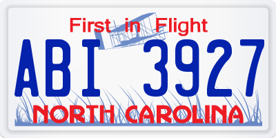 NC license plate ABI3927