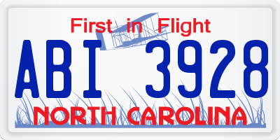 NC license plate ABI3928