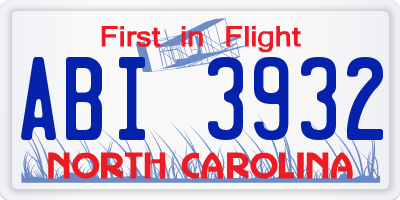 NC license plate ABI3932