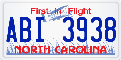 NC license plate ABI3938