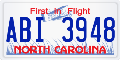 NC license plate ABI3948