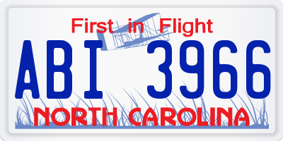 NC license plate ABI3966