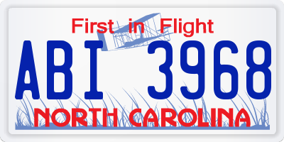 NC license plate ABI3968