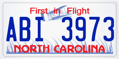 NC license plate ABI3973