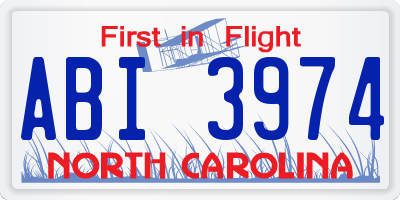 NC license plate ABI3974