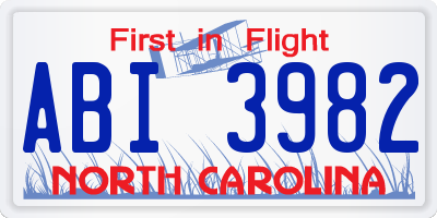 NC license plate ABI3982
