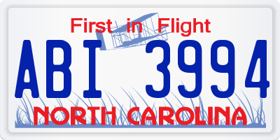 NC license plate ABI3994