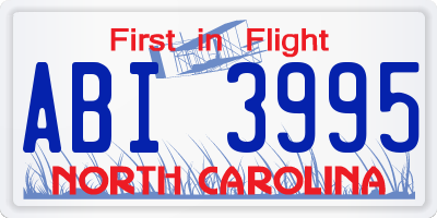 NC license plate ABI3995