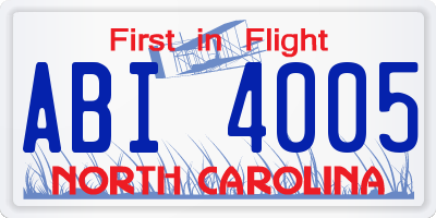 NC license plate ABI4005