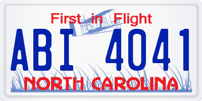 NC license plate ABI4041