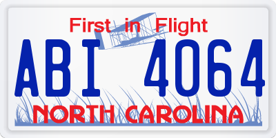 NC license plate ABI4064