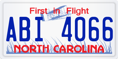 NC license plate ABI4066