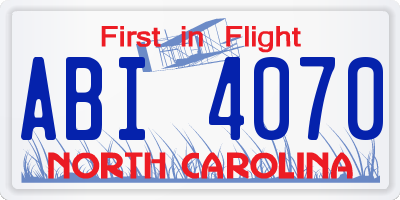 NC license plate ABI4070