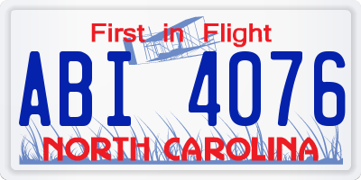 NC license plate ABI4076