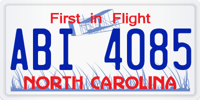 NC license plate ABI4085