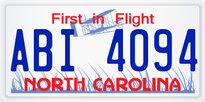 NC license plate ABI4094