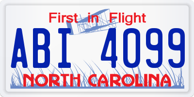 NC license plate ABI4099
