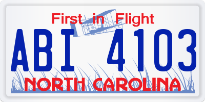 NC license plate ABI4103