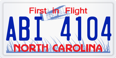 NC license plate ABI4104