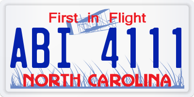 NC license plate ABI4111