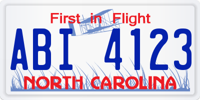 NC license plate ABI4123