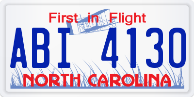 NC license plate ABI4130