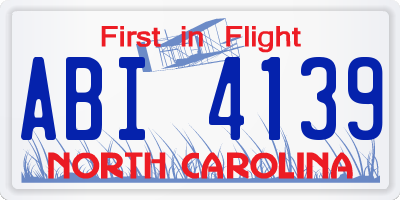NC license plate ABI4139