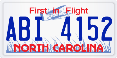 NC license plate ABI4152