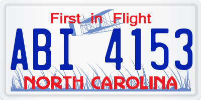NC license plate ABI4153